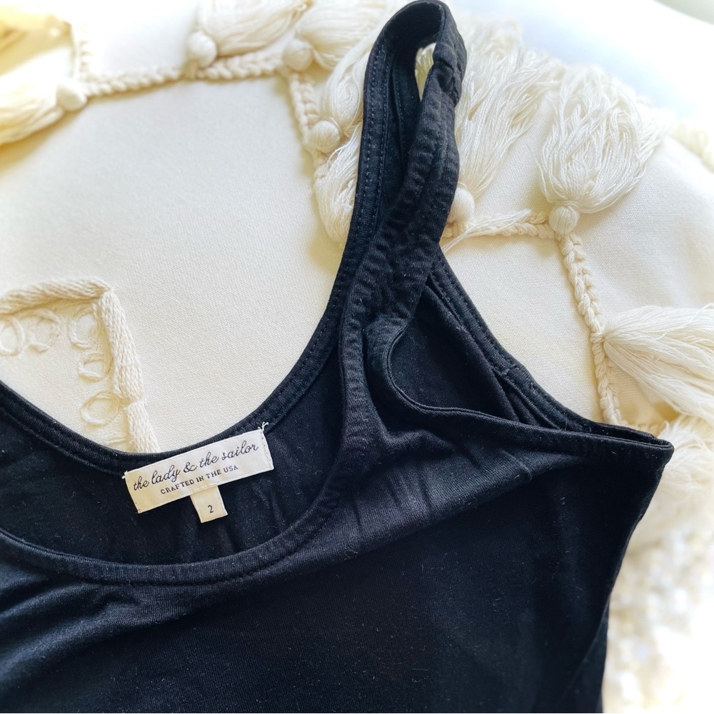 THE LADY & THE SAILOR | 3 / XS / S | Black Made in USA Tencel Thin Cami Tank Top